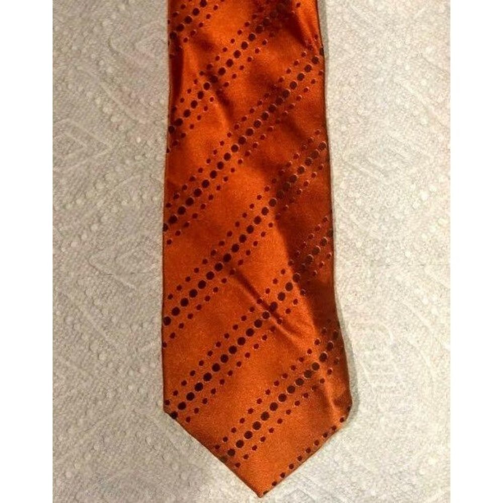 Ermenegildo Zegna Orange Polka Dotted Silk Mens De